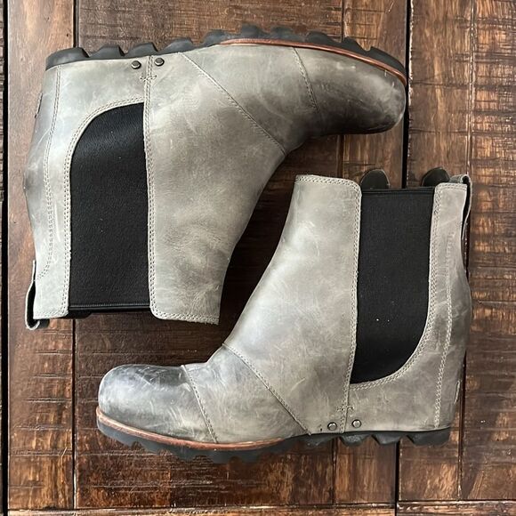 Sorel Wedge Mid Boot Waterproof Dark Gray Fog Size 10 Womens - Picture 5 of 10